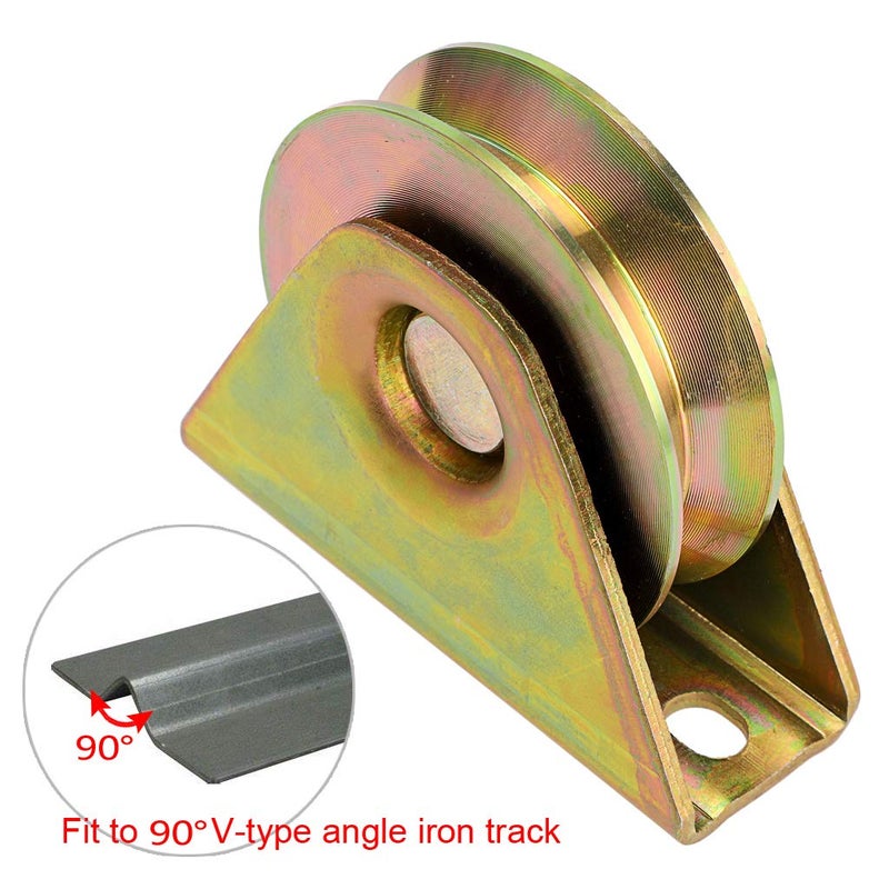 Skelang 2 Pcs 3" Sliding Gate Wheels, V Groove Caster, Heavy Duty Rigid Caster with Bracket for V Track Rail, Rolling Driveway Gate, Industrial Machine, Heavy Door, Total Loading Capacity 1300 Lbs - Image 5
